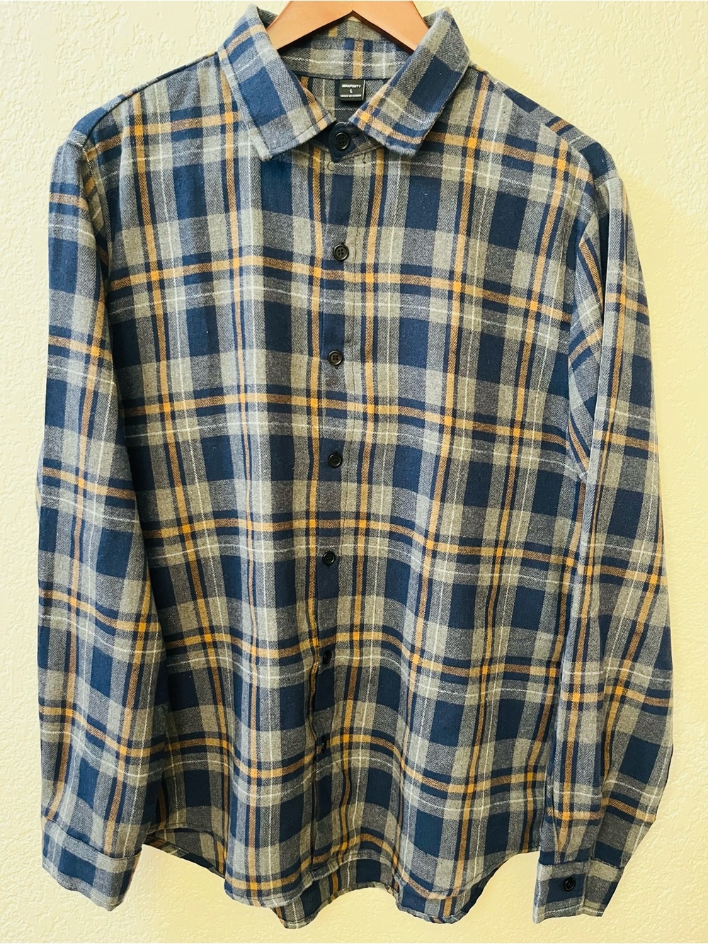 Men's Blue Plaid Button-Up Shirt